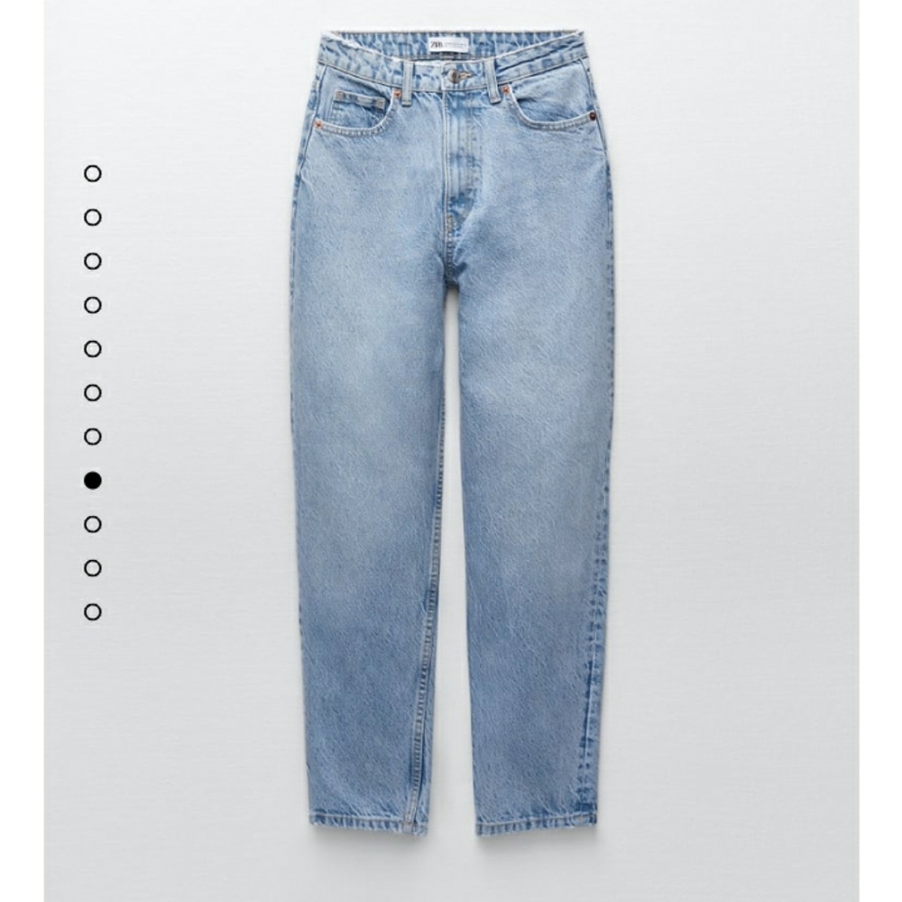 Zara High Rise Mom Jeans Lightwash Blue Denim Size 0 NEW With Tags NWT - Picture 7 of 13